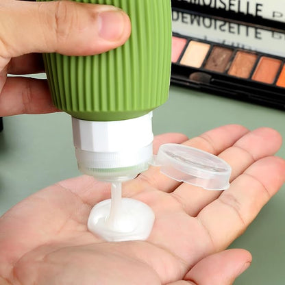 Travel Bottles for Toiletries, Large 6oz Travel Size Containers, BPA Free Leak Proof Tubs Refillable Liquid Accessories with Toiletry Bag for Cometic Shampoo and Lotion Soap (4 Pack)