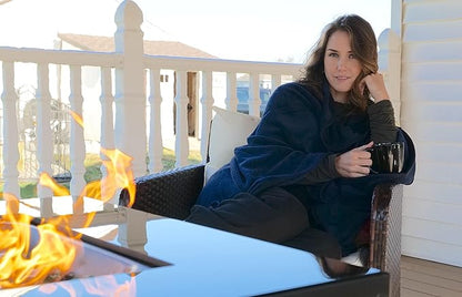 BlueHills Premium Soft Travel Blanket Pillow in Mini Soft Case Plush Airplane Blanket Compact Pack with Luggage Belt and Backpack Clip Long Flights Essentials Navy Blue M04