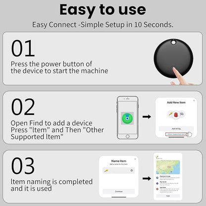Air Tracker Tags-4 Pack Black, Bluetooth Tracker Works with Apple Find My (iOS Only), Smart Tag with Lanyard, Item Finder for Luggage, Key, Suitcases, Replaceable Battery, IP67 Waterproof Tracking Tag