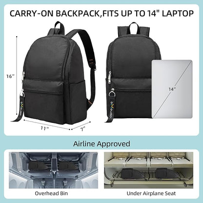 OMOUBOI Casual Daypacks Superbreak Backpack 14 inch Laptop Backpack for Women & Men Fits Tourism Business (Black)
