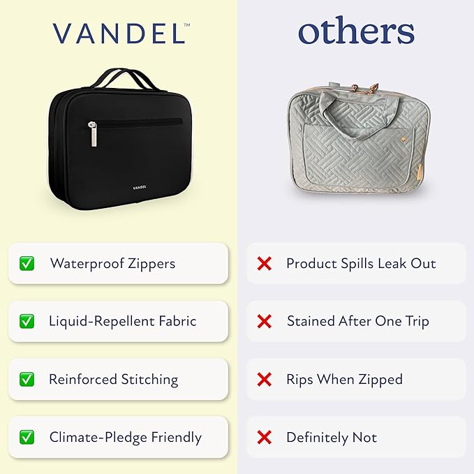 VANDEL Waterproof Hanging Toiletry Bag for Travelling, Hanging Makeup Organizer Bag, Cosmetic Travel Bags for Women Travel Toiletry Bags, Makeup Case Toiletries Organizer Hygiene Bathroom Shower Caddy