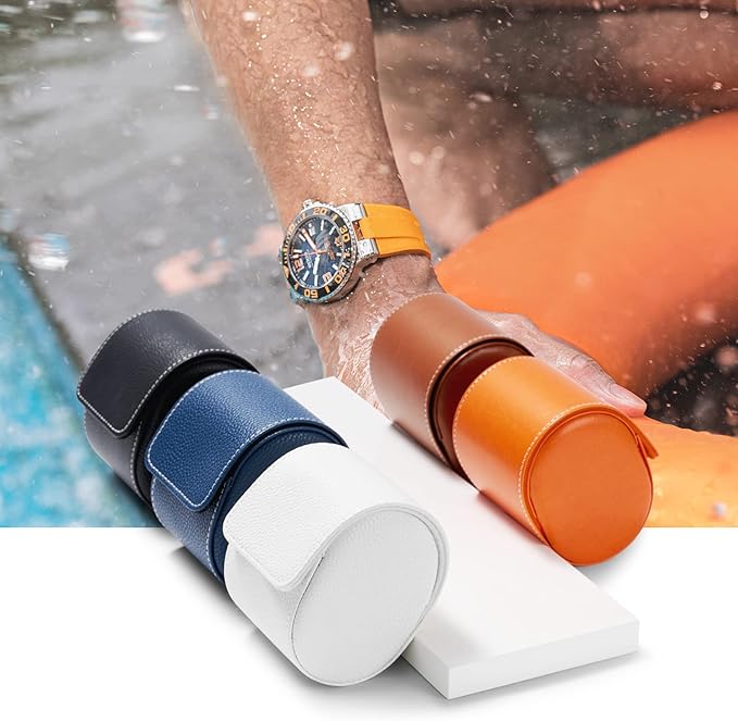 Oirlv Luxury Leather Watch Storage Box Travel Single Watch Case Jewelry Gift Box for Christmas Anniversary Birthday(Orange)