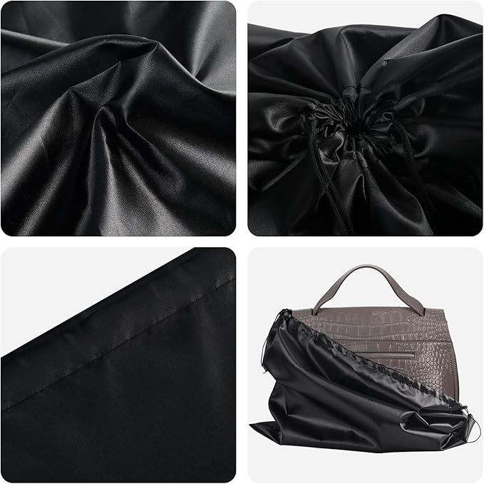 10 Pack Purse Dust Bags Large Silk Drawstring Dust Bag Cover for Handbag Shoe Storage(Black, M-19.6 × 15.7 in)