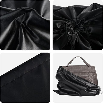 10 Pack Purse Dust Bags Large Silk Drawstring Dust Bag Cover for Handbag Shoe Storage(Black, M-19.6 × 15.7 in)