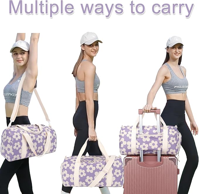 BLUBOON Duffle Bag Girls Kids Cute Gym Bag with Shoes Compartment & Wet Separation Waterproof Sports Overnight Travel Bag