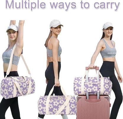 BLUBOON Duffle Bag Girls Kids Cute Gym Bag with Shoes Compartment & Wet Separation Waterproof Sports Overnight Travel Bag