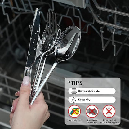 KINGSTONE Silverware Set, 20-Piece Forged Novelty Flatware Cutlery Utensil Set Premium Stainless Steel, Service for 4, for Kitchen, Home, Wedding, Party, Mirror Polished and Dishwasher Safe