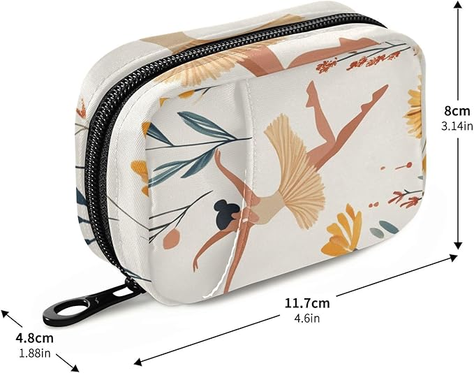 Beige Ballet Girl and Flower Cute Pill Organizer Weekly Travel Pill Box 7 Day Large Capacity Pill Dispenser Case with 8 Pill Container Daily Pill Box Organizer Vitamin Holder Pill Bottle Organ