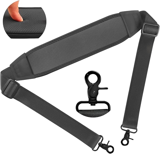55" Universal Shoulder Strap, Neoprene Thick Padded Bag Strap with Double Adjustable Buckles and Metal Hooks, Ideal for Briefcases, Computer Satchels, Crossbody Bags, Luggage(Supple)