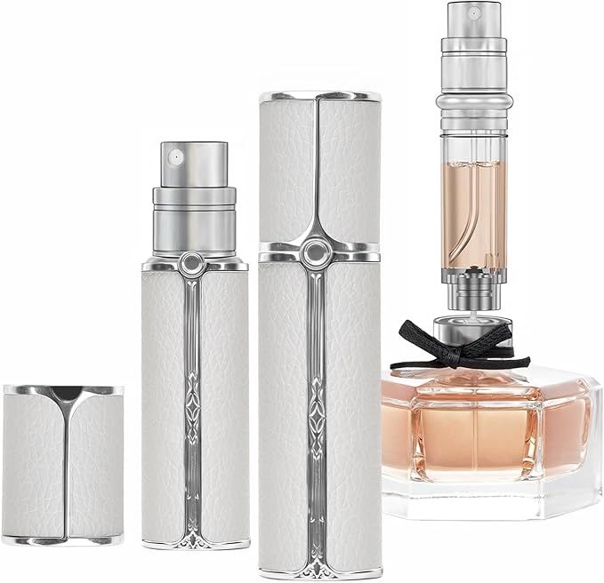 BF01WHS Leather Perfume Bottle 10ml – Bottom-Fill Refillable Dispenser, Leak-Proof & Portable for Men & Women, Ideal for Travel, Gifting & Daily Use (WHS)