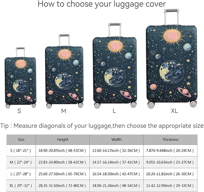 fancyfree Luggage Cover Washable Suitcase Protector Anti-scratch Suitcase cover (Interstellar Travel, L(25"-28" luggage))