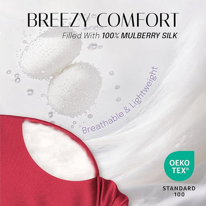 OLESILK Silk Sleep Mask Eye Mask Blindfold with Double Layer Silk Filling and Elastic Strap for Full Night's Sleep, Travel and Nap, Soft Eye Cover Eyeshade with Luxury Bag and Ear Plugs, Red