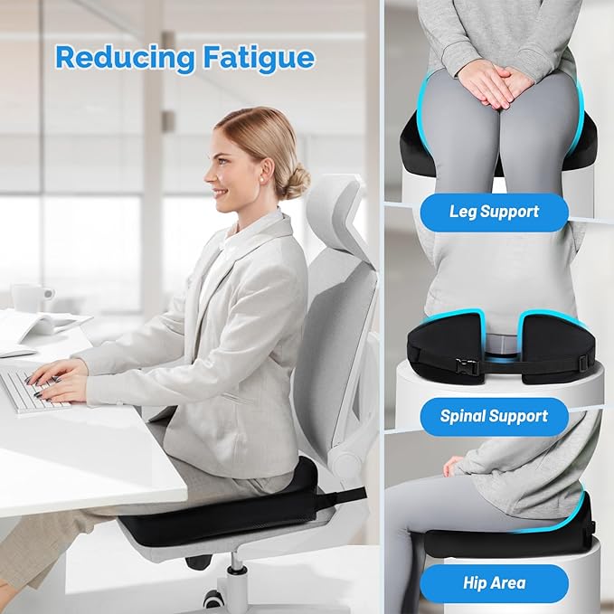 Large Memory Seat Cushion,Car Seat Cushion are Used to Relieve Sciatica, Suitable for Offices, Cars, Wheelchairs, Multi-Purpose (Black Flannel)