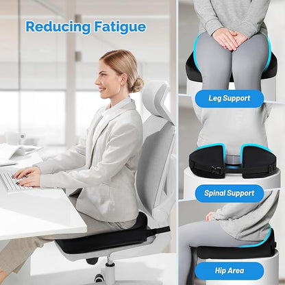 Large Memory Seat Cushion,Car Seat Cushion are Used to Relieve Sciatica, Suitable for Offices, Cars, Wheelchairs, Multi-Purpose (Black Flannel)