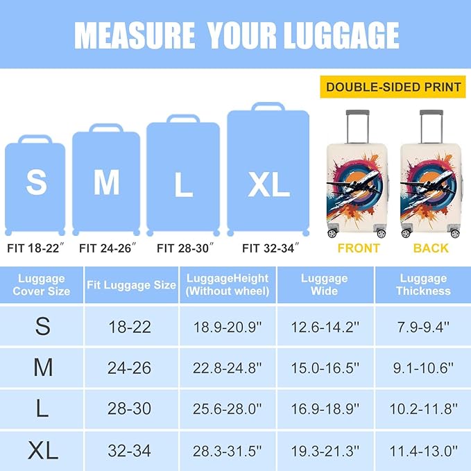 Airplane Luggage Cover – Durable and Stretchable Suitcase Protector for Travel, Easy to Install and Clean, Fits Most Checked and Carry-On Bags,L