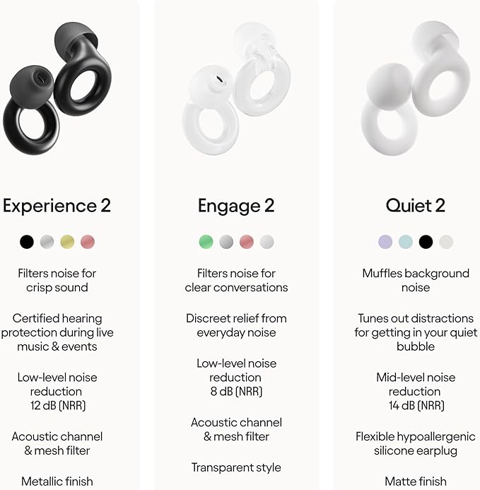 Loop Experience 2 Ear Plugs – Stylish Certified Hearing Protection for Concerts & Festivals, Live Events, Musicians, Sports, DJs and Nightlife – 17dB Noise Reduction Earplugs (High-Fidelity)