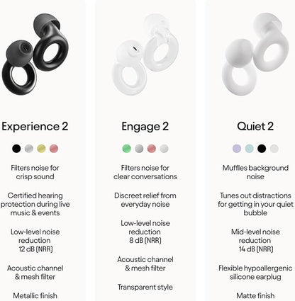 Loop Experience 2 Ear Plugs – Stylish Certified Hearing Protection for Concerts & Festivals, Live Events, Musicians, Sports, DJs and Nightlife – 17dB Noise Reduction Earplugs (High-Fidelity)