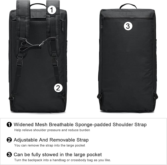 G4Free 70L Large Tactical Duffle Bag Men Sports Gym Backpack with Shoes Compartment Military MOLLE Duffel Backpack ( Black)