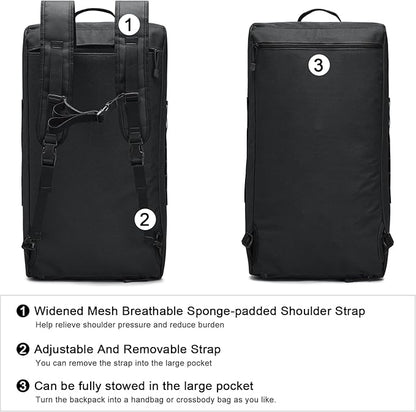 G4Free 70L Large Tactical Duffle Bag Men Sports Gym Backpack with Shoes Compartment Military MOLLE Duffel Backpack ( Black)