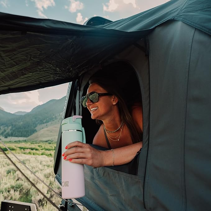 OISIZ Insulated Water Bottle 24 oz with 2 in 1 Spout and Straw Lid,One Click Safety Lock,100% Leakproof,Keep Cold 24H,Vacuum Stainless Steel Water Bottle for School,Travel and Sports,Dishwasher Safe