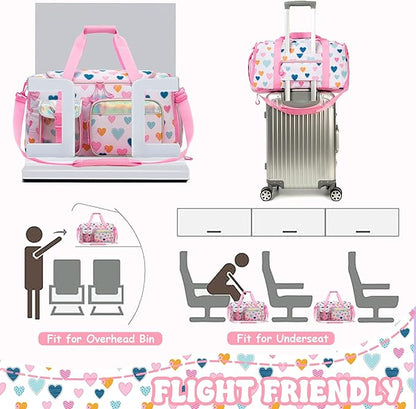 Kid's Luggage Set 3 Piece Suitcase Set 16" Hardside Luggage with Spinner Wheels Girls Carry on Toddler Travel Rolling Suitcase with Duffle Bag Neck Pillow Airline Approved