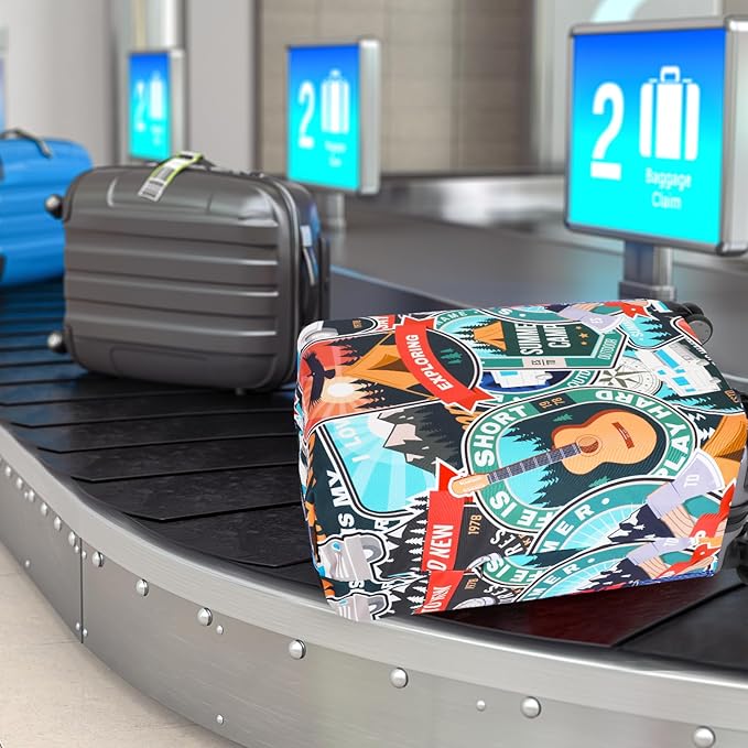 Travel Luggage Cover Protector Washable Suitcase Cover Fits 23-26 Inch Luggage (M,Color,Exploring)