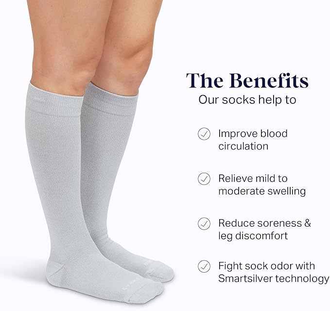 Comrad Nylon Knee High Socks - 15-20mmHg Graduated Compression Socks - Soft & Breathable Support Unisex Socks