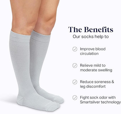Comrad Nylon Knee High Socks - 15-20mmHg Graduated Compression Socks - Soft & Breathable Support Unisex Socks