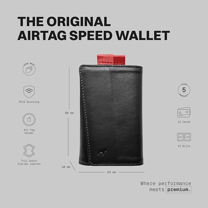 The Frenchie Co. - Speed Wallet Original - Rouge Noir Golf - RFID blocking and super-fast card access - Ultra-slim Italian leather, holds up to 8 cards and folded cash