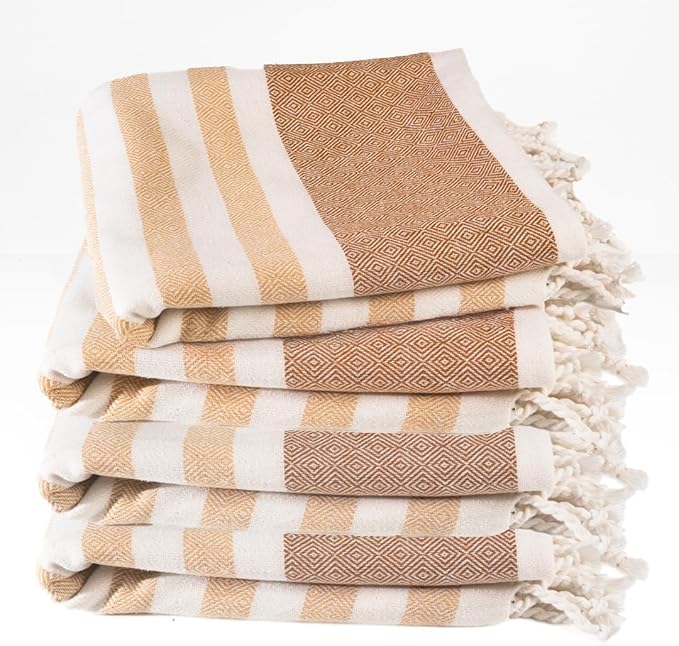 Cotton Turkish Beach Towel with Towels Oversized 36"x72" Pool Absorbent Extra Large Quick Dry Sand Travel Towel (Biscotti Luxe, 4 Pack)