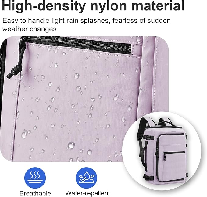 Carry On Travel Backpack Flight Approved Laptop Backpack Business Work Backpack for Women Men Large Capacity Casual Daypack with Wet/Dry Separation Pockets, Purple