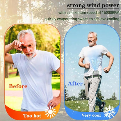 CAZOKASI Personal Fan 10000mAh Waist Portable Rechargeable Wearable Hand Free, 6-40hours Wearable Cooler Fan for Traveling Working Outdoor Office (10000mAh / Green)