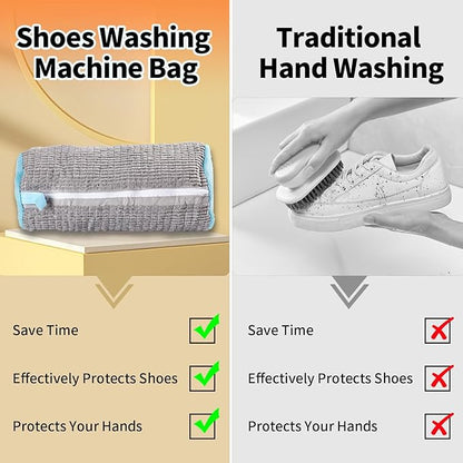 Shoe Washing Machine Bag, 2Pcs Reusable Shoe Cleaning Bag for Washing Machine, Shoe Laundry Bag for Washer, Cleaner bag for Sneakers Tennis Shoes (Grey 2pcs)