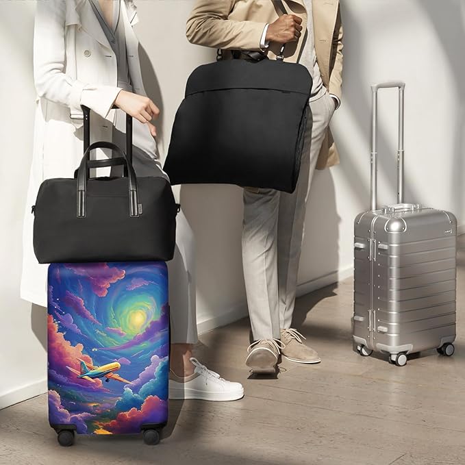 ANNA QUEEN Rainbow plane Luggage Cover Washable Suitcase Protector Suitcase Cover Anti-Scratch,Stretchable Fit for 18-32Inch Luggage,Travel Bag Cover XL(fits 29-32Inch suitcase)
