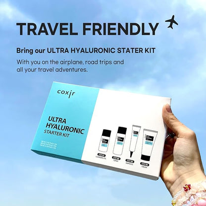 [Christmas Gift] coxir Ultra Hyaluronic Holiday Gift Set – Cleansing Oil + Toner + Ampoule + Cream |Mini Skincare Kit, Travel-Size Korean Skincare Set, Hydrating Routine | Christmas Mini Gift