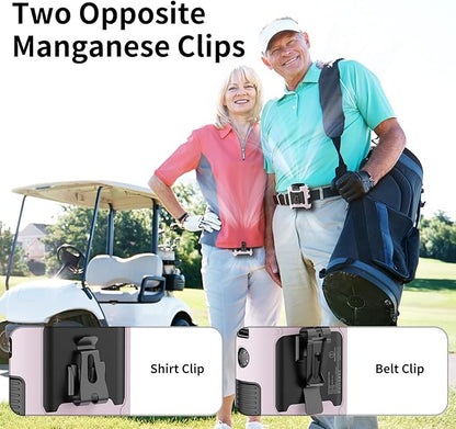 Socool 10000mAh Portable Waist Fan Clip on Wearable Belt Personal Fan Rechargeable Battery operated With 5 Speeds & Flashlight Neck Hands-Free 40H Cooling For Outdoor Camping Travel (Pink）