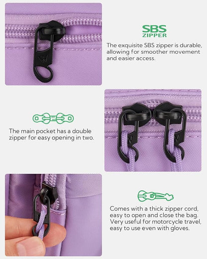 WATERFLY Fanny Pack Waist Packs: Large Crossbody Fanny Packs for Women Men with 5 Zipper Pockets Adjustable Strap Waist Bags Hip Pack for Traveling Cycling Running Hiking-Purple