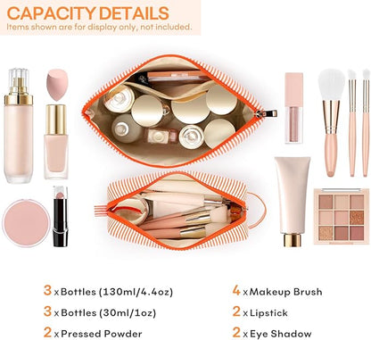 2 PCS Initial Makeup Bags for Women: Cosmetic Bag for Travel Toiletry - Birthday Gifts for 11 12 13 14 15 16 17 18 Years Old Girl Graduation Teacher Gift- Teen Girl Gifts Trendy Stuff - Orange K