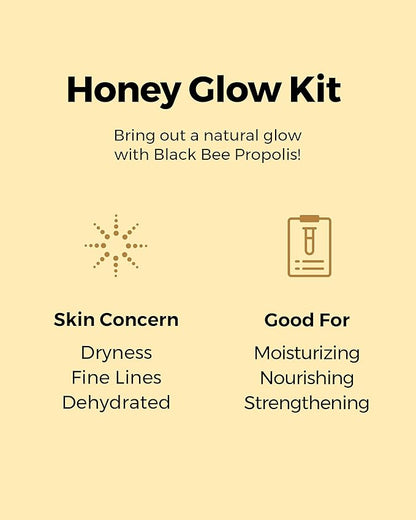 COSRX Honey Glow Kit, Korean Skin Care Set with Propolis Facial Toner, Serum, & Cream, Mini Travel Essentials, Moisture, Hydration, Nourishment, Travel Size Gift, Stocking Stuffers, Holiday Gift set