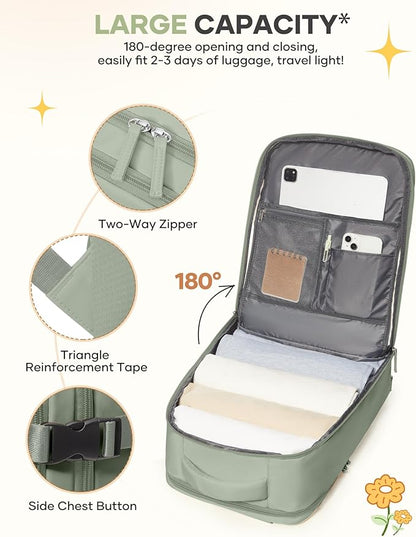 Large Travel Backpack For Women Men Airline Approved Carry On Backpack Flight Approved Waterproof Sports Luggage Backpack Casual Daypack Small Hiking Backpacks Grey Green