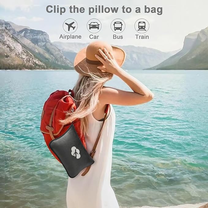 Travel Blanket and Pillow Compact, Premium Soft 2 in 1 Airplane Blanket with Soft Bag Pillowcase，Hand Luggage Sleeve and Backpack Clip (Solid Grey)