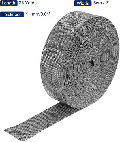 MECCANIXITY Lightweight Polypropylene Webbing Strap 2" 25 Yard Backpack Strapping Band Grey for Outdoor Luggage Cargo Straps