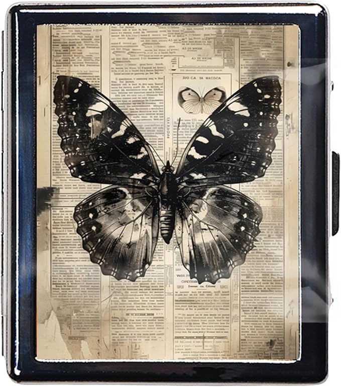 7 Days Chromed Shiny Silver Pill Organizer with Mirror Inside Has 8 Separate Compartments Rectangle,Versatile Storage for Medication - Ideal Travel Accessory (Butterfly)