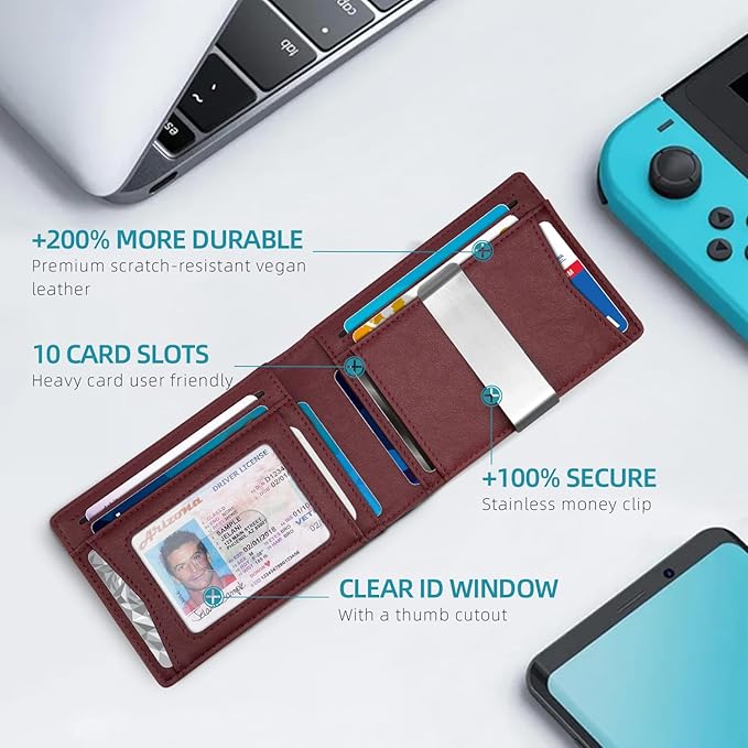 Zitahli Men's Wallets Airtag Holder Slim Rfid Leather with Gift Box