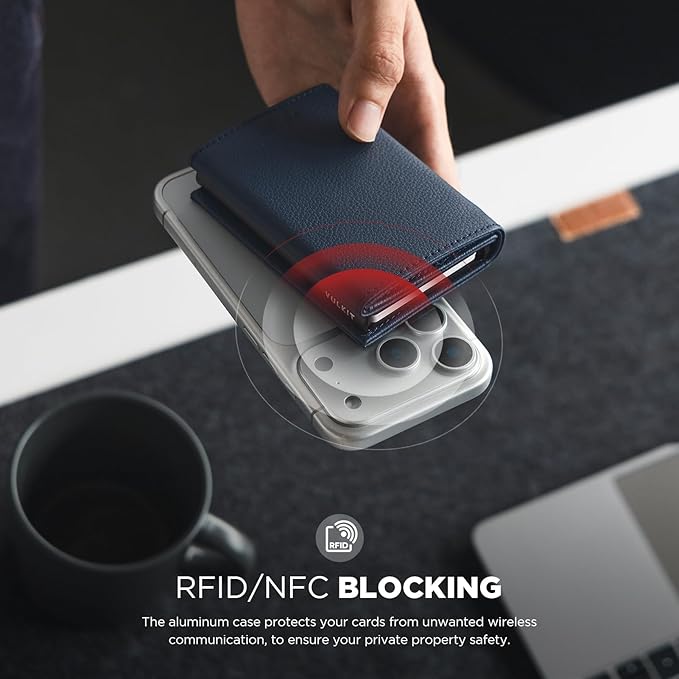 VULKIT Pop up Card Wallet Minimalist Cash Wallets RFID Blocking Leather Smart Credit Card Holder with ID window for Men