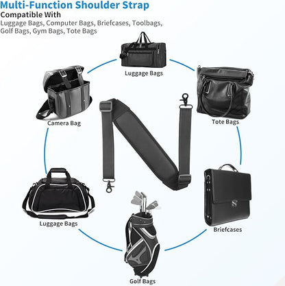 55" Universal Shoulder Strap, Neoprene Thick Padded Bag Strap with Double Adjustable Buckles and Metal Hooks, Ideal for Briefcases, Computer Satchels, Crossbody Bags, Luggage(Supple)