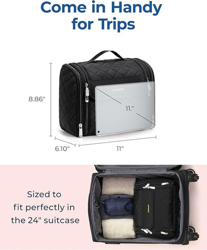 BAGSMART Travel Toiletry Bag, Large Capacity Cosmetic Bags for Women with Hanging Hook, Water-resistant for Toiletries Accessories Brushes Sponge, With Handle