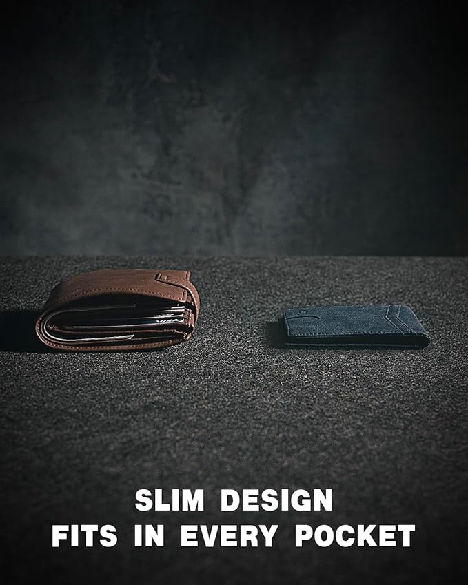 Zitahli Money Clip Wallets for Men,Slim Bifold Wallet 10-12 Cards, Mens Leather Wallet with ID Window,RFID Blocking Thin Minimalist Credit Card Holder,Gifts for Him