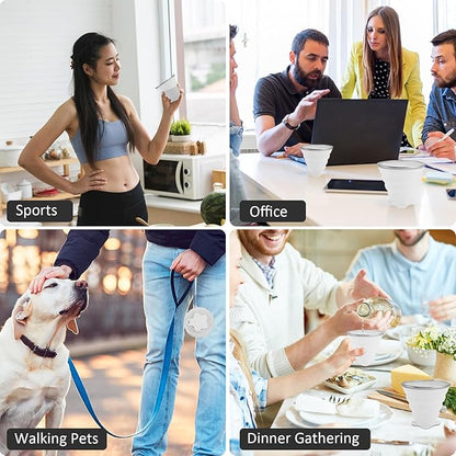 JBER Silicone Collapsible Travel Cup, 4 Pack Silicone Folding Camping Cup with Lids Expandable Drinking Cup for Outdoor Hiking Travel (White Translucent)