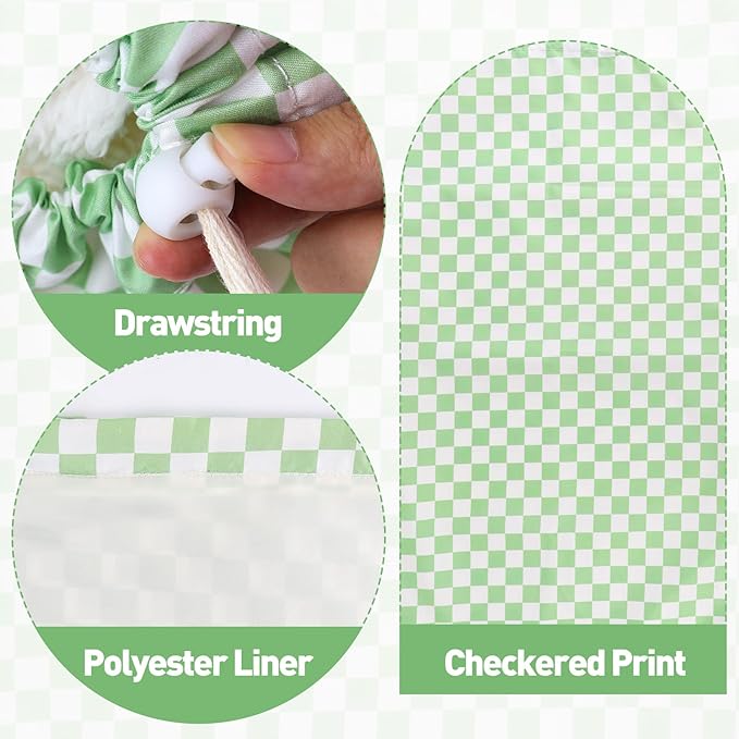 Laundry Bag, Dirty Backpack Laundry Bag For College Travel Laundromat Apartment, With Handles 29" X 18" (Green White Checkered)